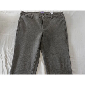 NYDJ Lift/Tuck Ponte Knit Chino Pants. Gray, Faux Leather Trim. Women's 14, EUC!